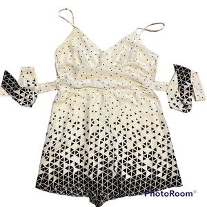French Kiss Short Romper Adjustable Spaghetti Straps Lined SZ L
